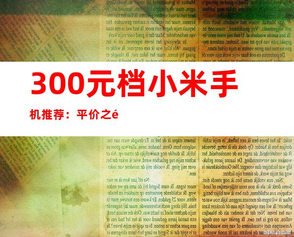 300元档小米手机推荐：平价之选，性价比出众